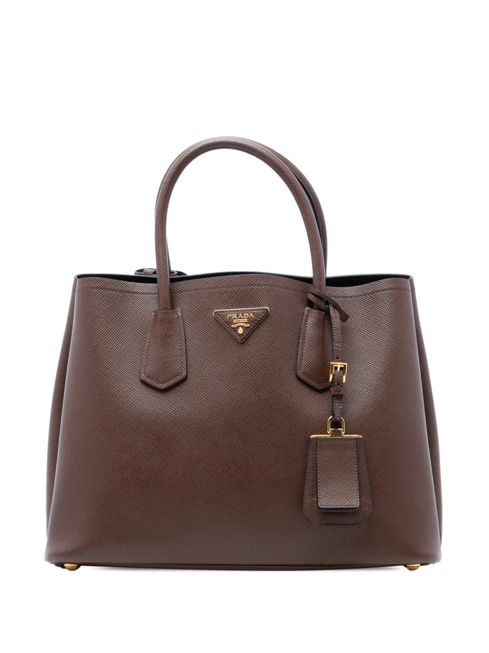 Prada Pre-Owned 2010-2026 Medium Saffiano Cuir Double satchel - Brown