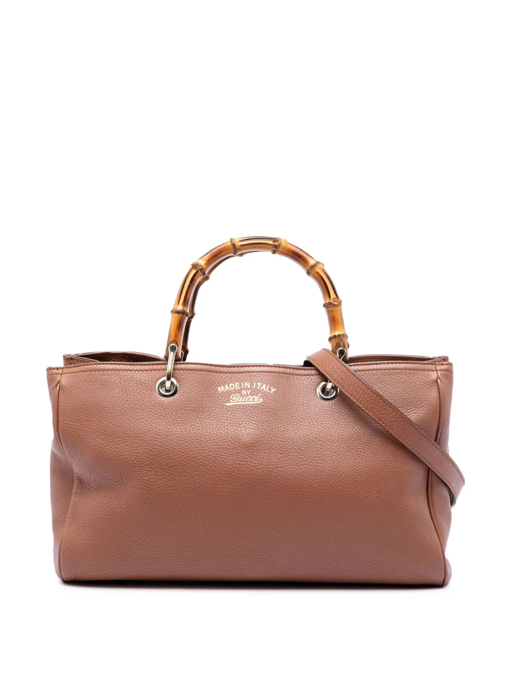 Gucci Pre-Owned 2016-2025 Medium Calfskin Bamboo Shopper satchel - Marrone