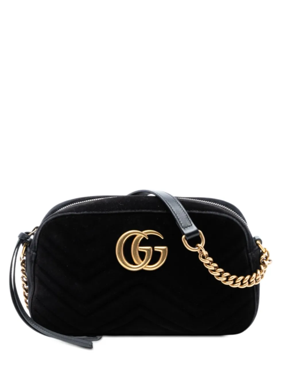 Gucci Pre-Owned 2016-2026 Small GG Marmont Matelasse Velvet crossbody bag - Nero