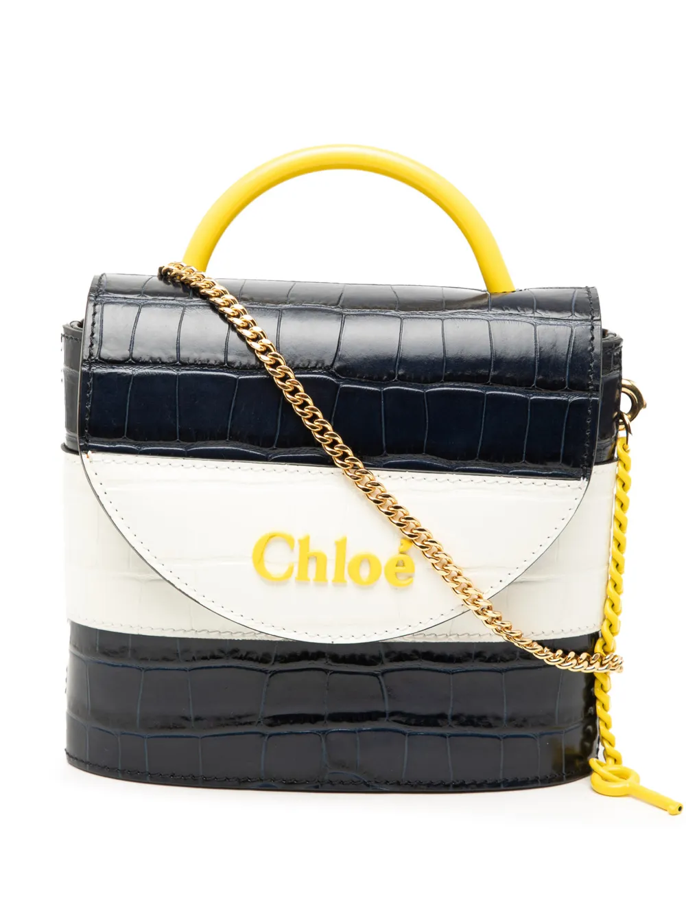 Chloé Pre-Owned Borsa a tracolla Aby Lock con effetto coccodrillo goffrato 2019 - Blu
