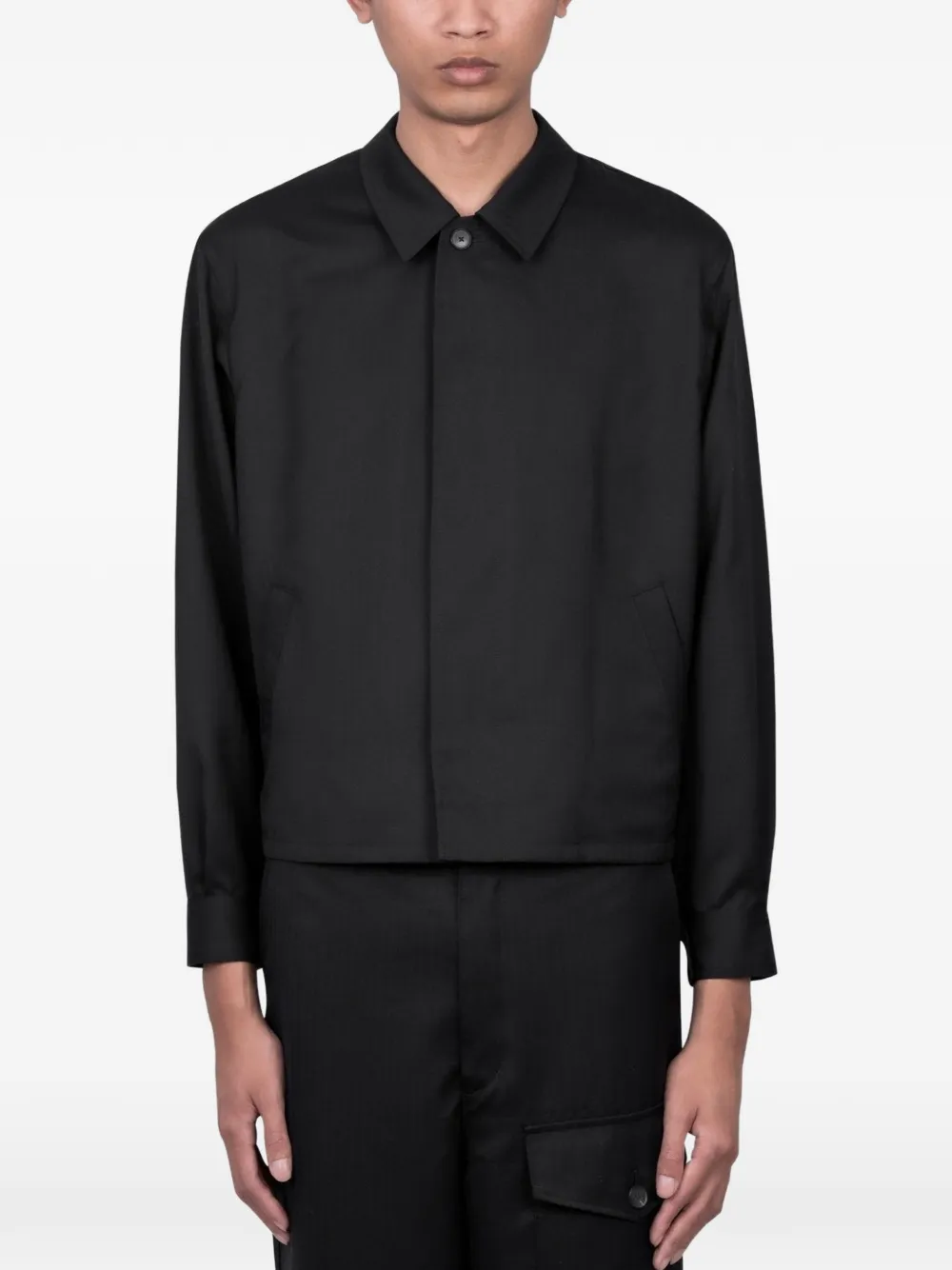 Auralee wool shirt jacket - Nero