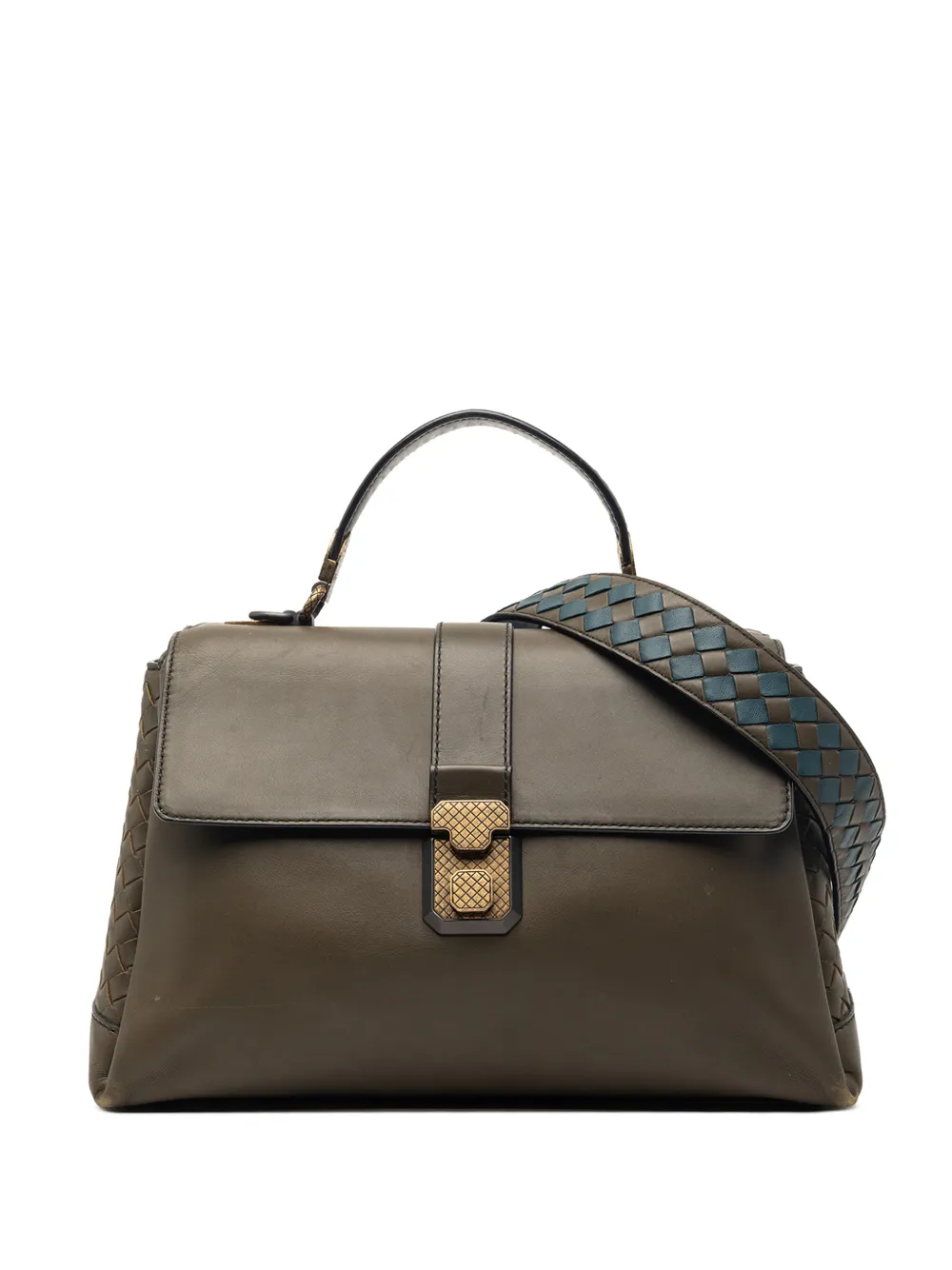 Bottega Veneta Pre-Owned 2012-2026 Medium Intrecciato Trimmed Nappa Piazza satchel - Marrone