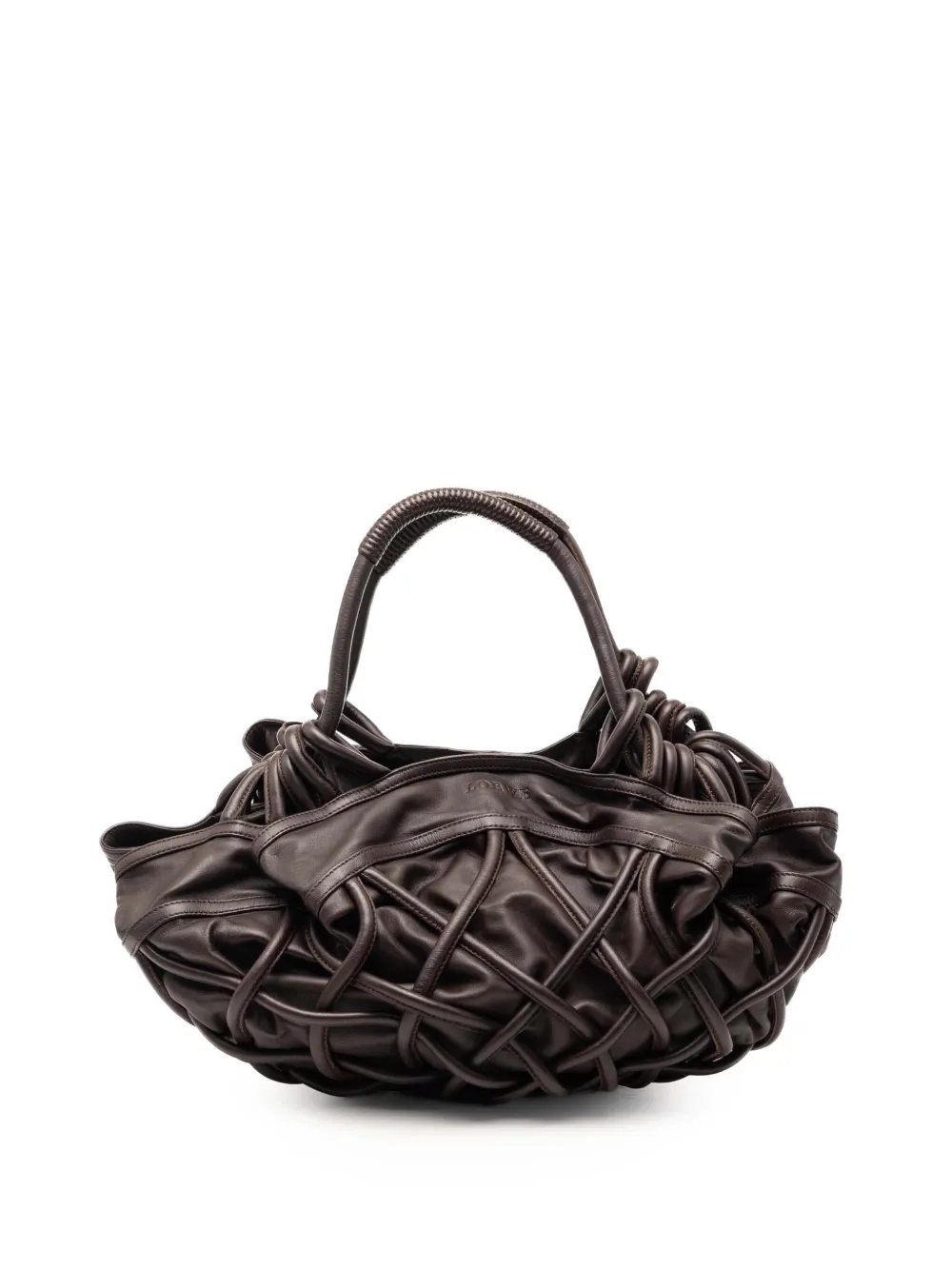Loewe Pre-Owned 2007 Lambskin Braided Aire hobo bag - Marrone