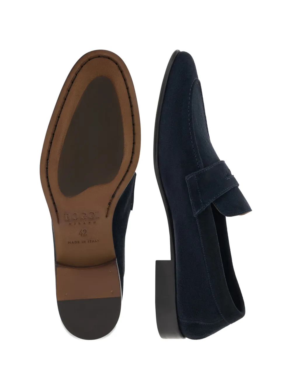 Boggi Milano suede leather loafers Blauw