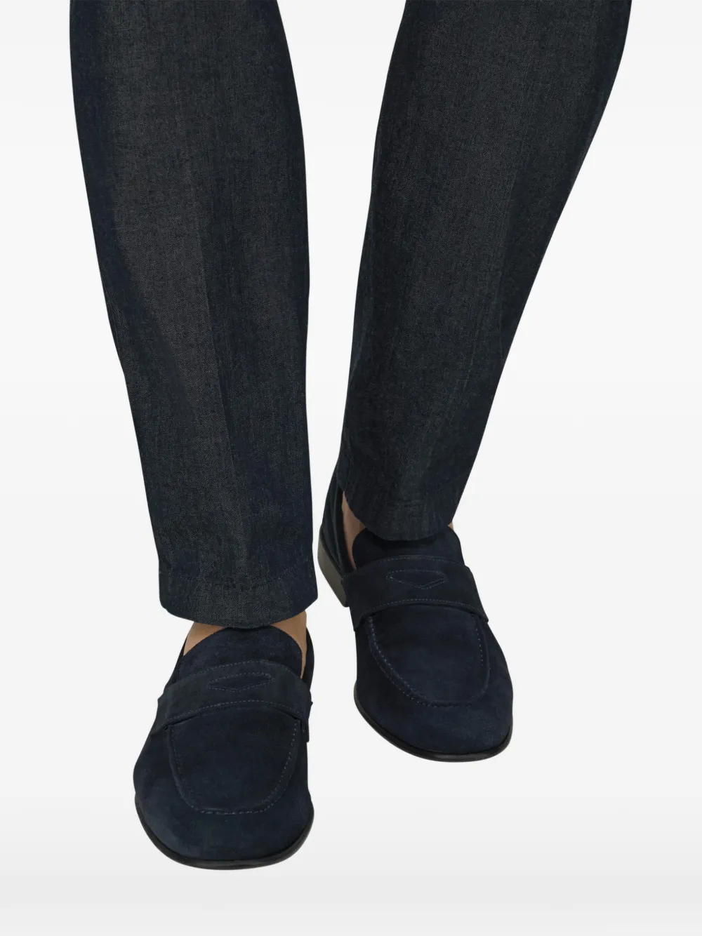 Boggi Milano suede leather loafers Blauw