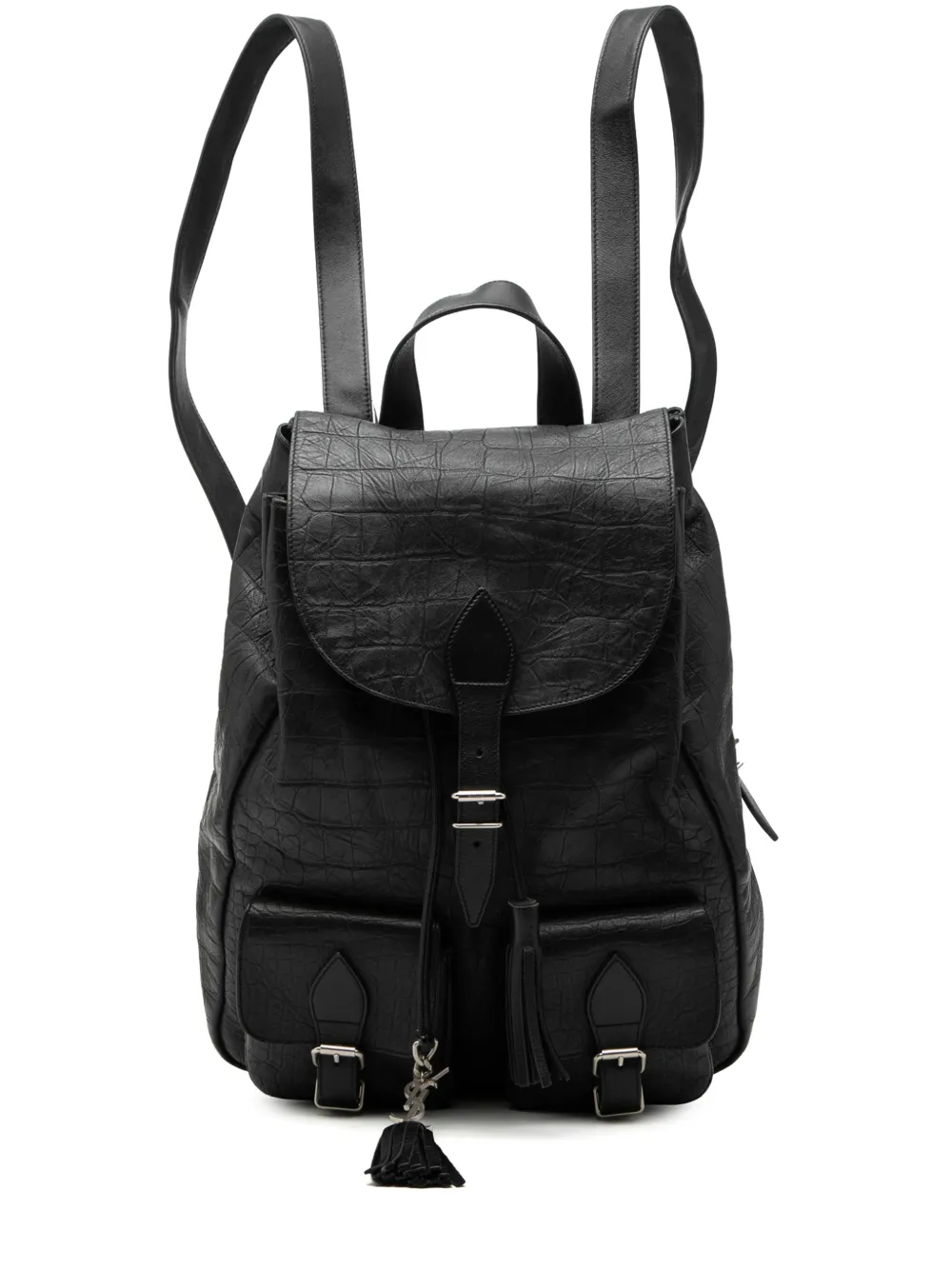 Saint Laurent Pre-Owned 2016 Croc Embossed Leather Festival backpack - Nero