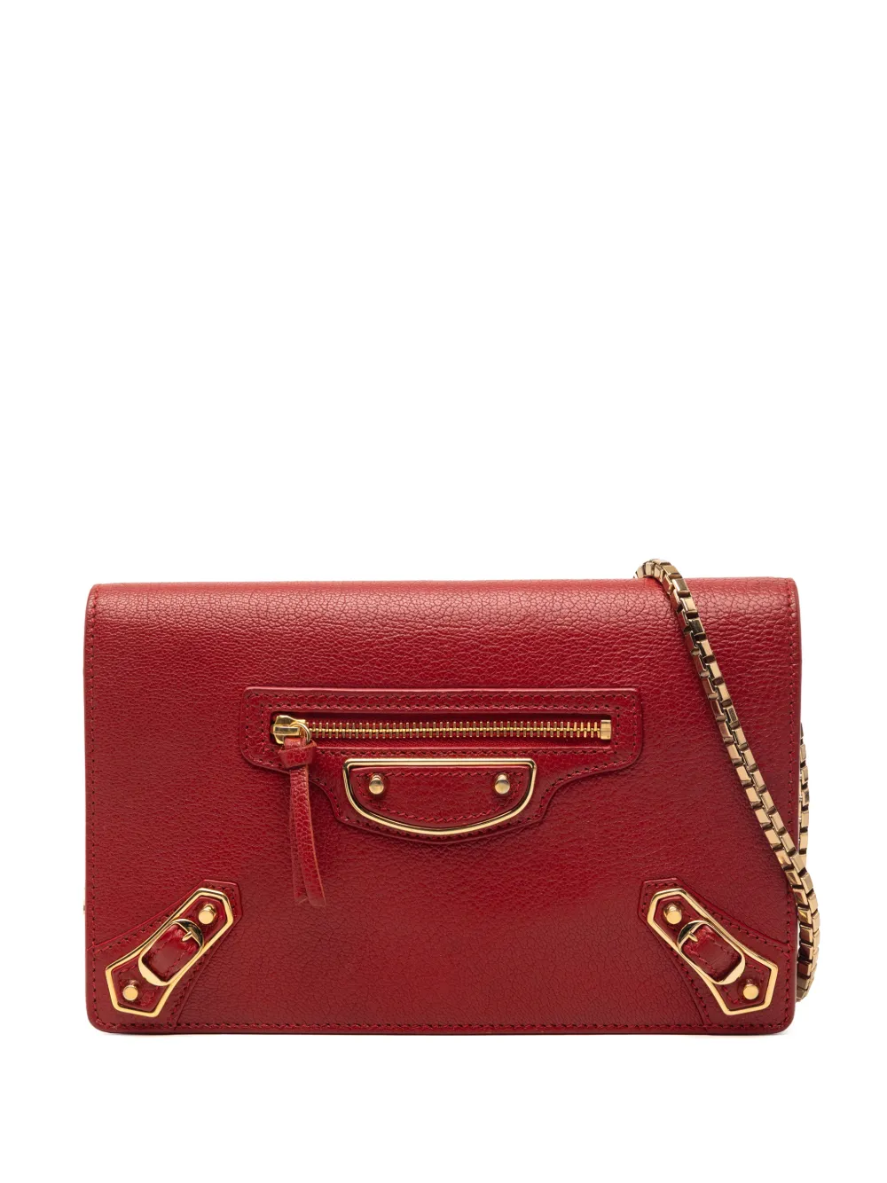 Balenciaga Pre-Owned 2017 Chevre Motocross Metallic Edge Wallet on Chain crossbody bag - Rosso