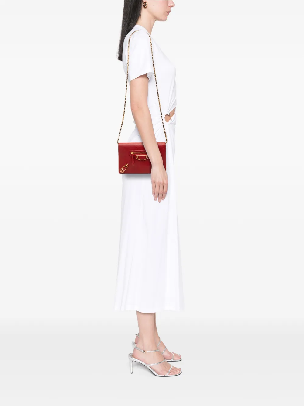  Balenciaga Pre-owned Portefeuille Métallisé Motocross Metallic Edge à Bride En Chaîne (2017) - Rouge 