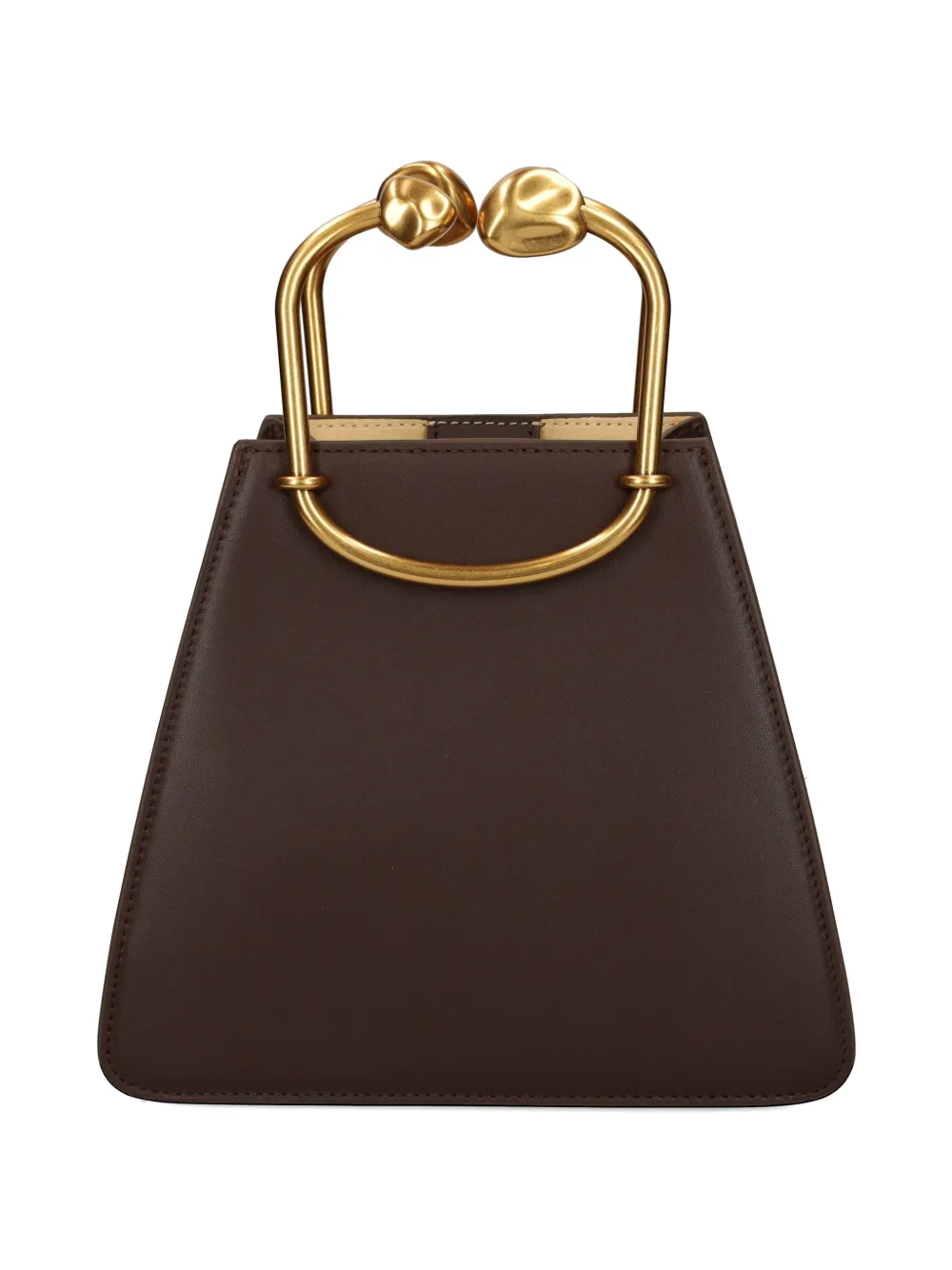 Cult Gaia Leren mini-tas met sculpturale handgreep Bruin
