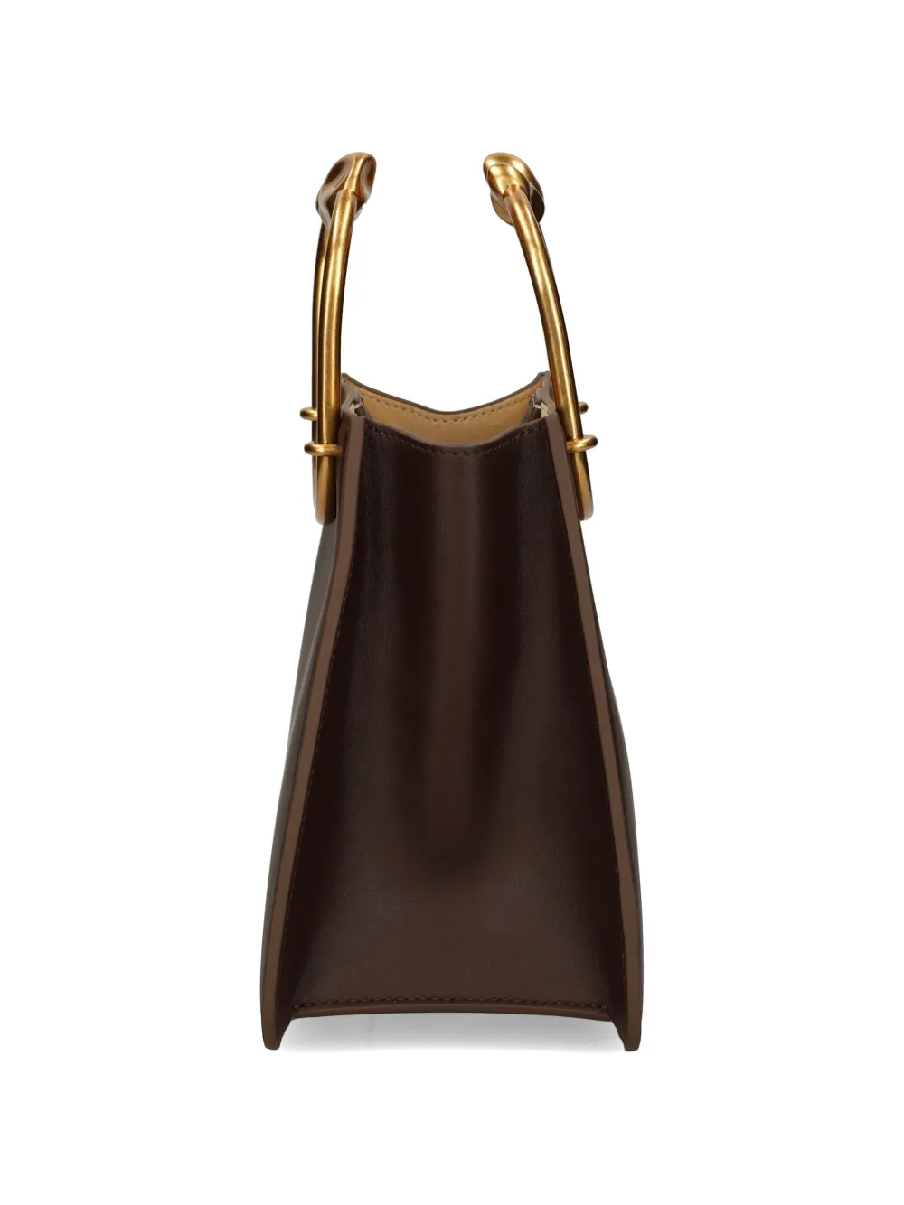 Cult Gaia Leren mini-tas met sculpturale handgreep Bruin