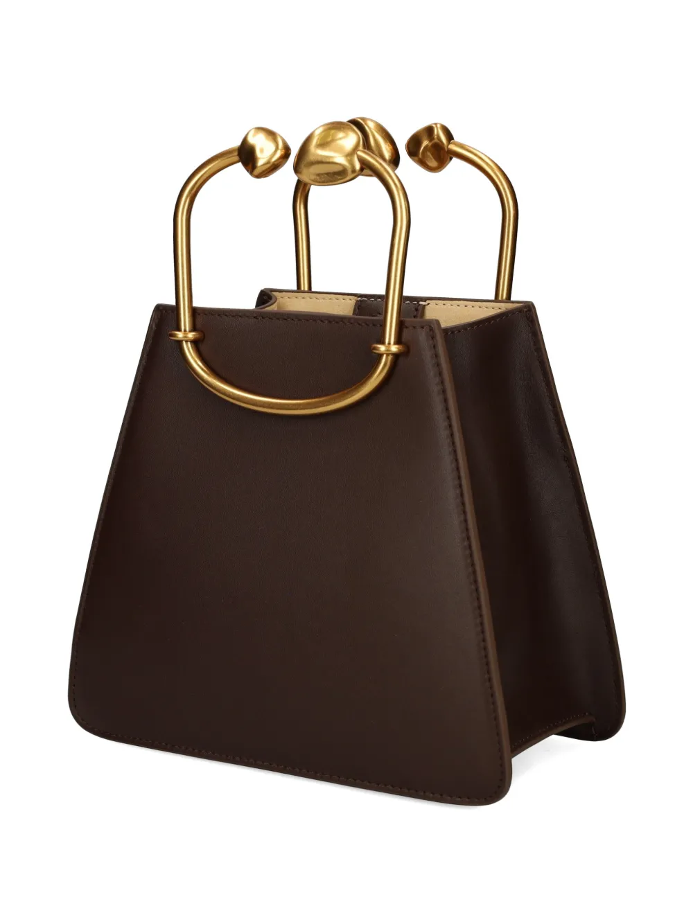 Cult Gaia Leren mini-tas met sculpturale handgreep Bruin