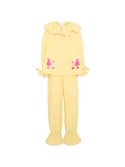 Pangolini Kids embroidered ruffled pajamas