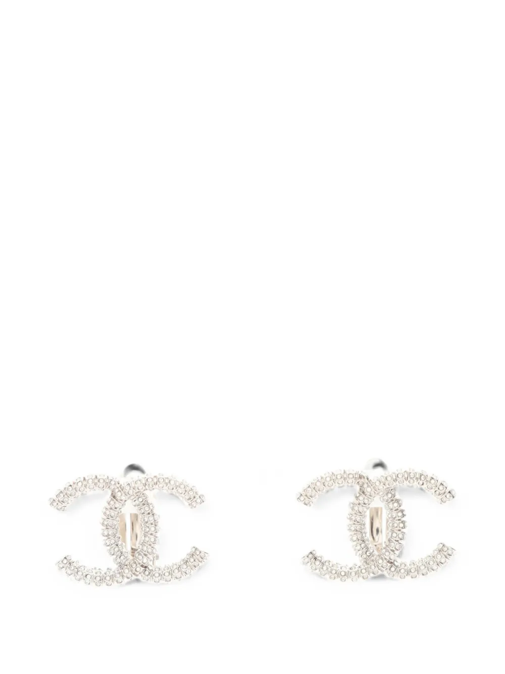 CHANEL Pre-Owned 1986-1988 Coco Mark rhinestone earrings - Silver
