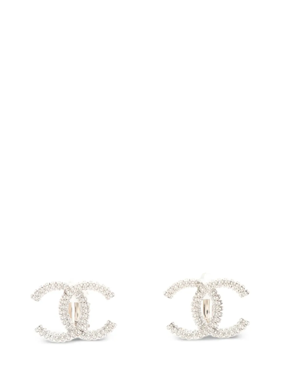 CHANEL Pre-Owned 1986-1988 Coco Mark rhinestone earrings - Argento