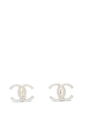 CHANEL Pre-Owned 1986-1988 ココマーク ラインストーン ピアス