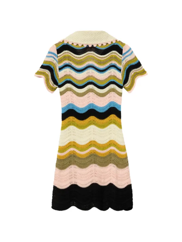 short chevron dress IBKUL Periwinkle Robin Chevron UPF50+ Short Sleeve Dress - Periwinkle Multicolor