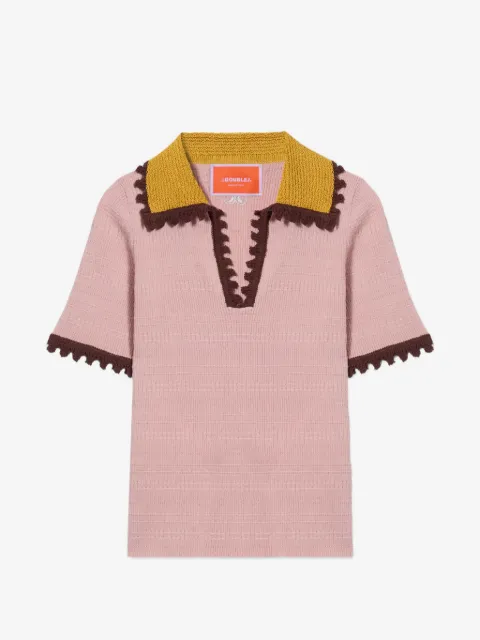 La DoubleJ zigzag-trim polo shirt