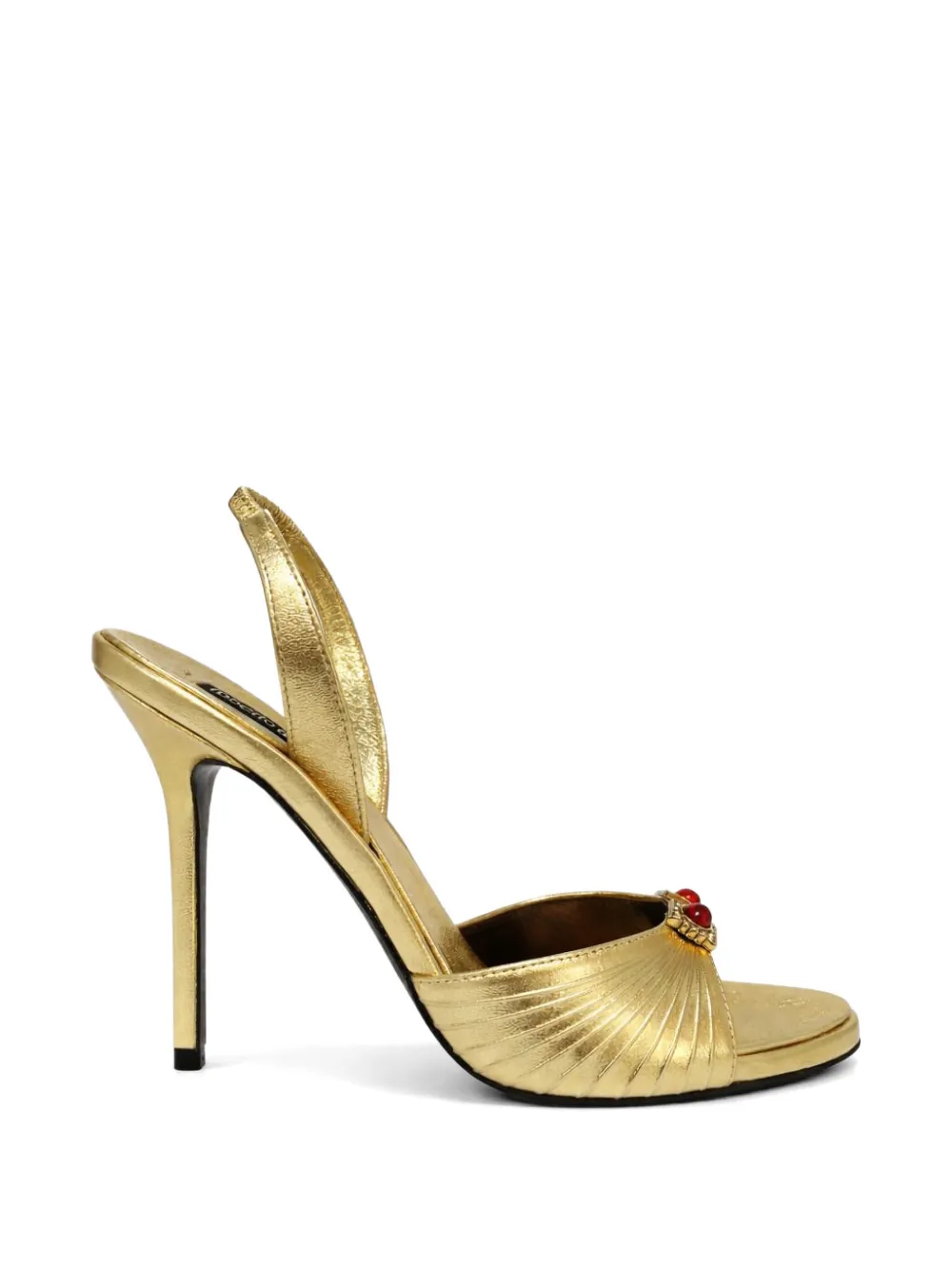 Roberto Cavalli jewel-embellished pleated sandals - Gold