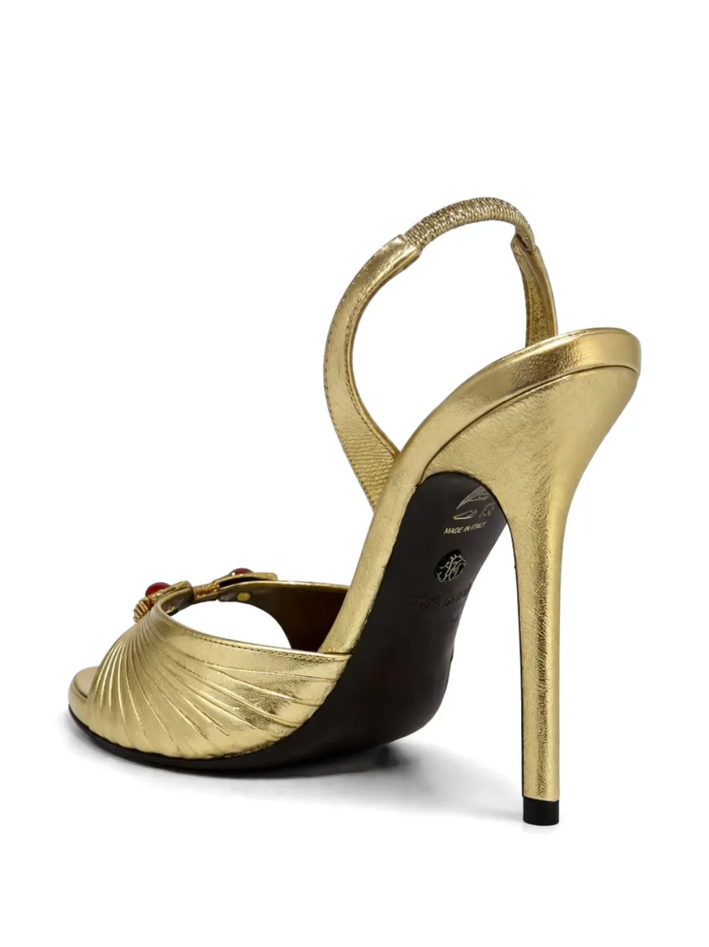 Roberto Cavalli jewel-embellished pleated sandals Goud