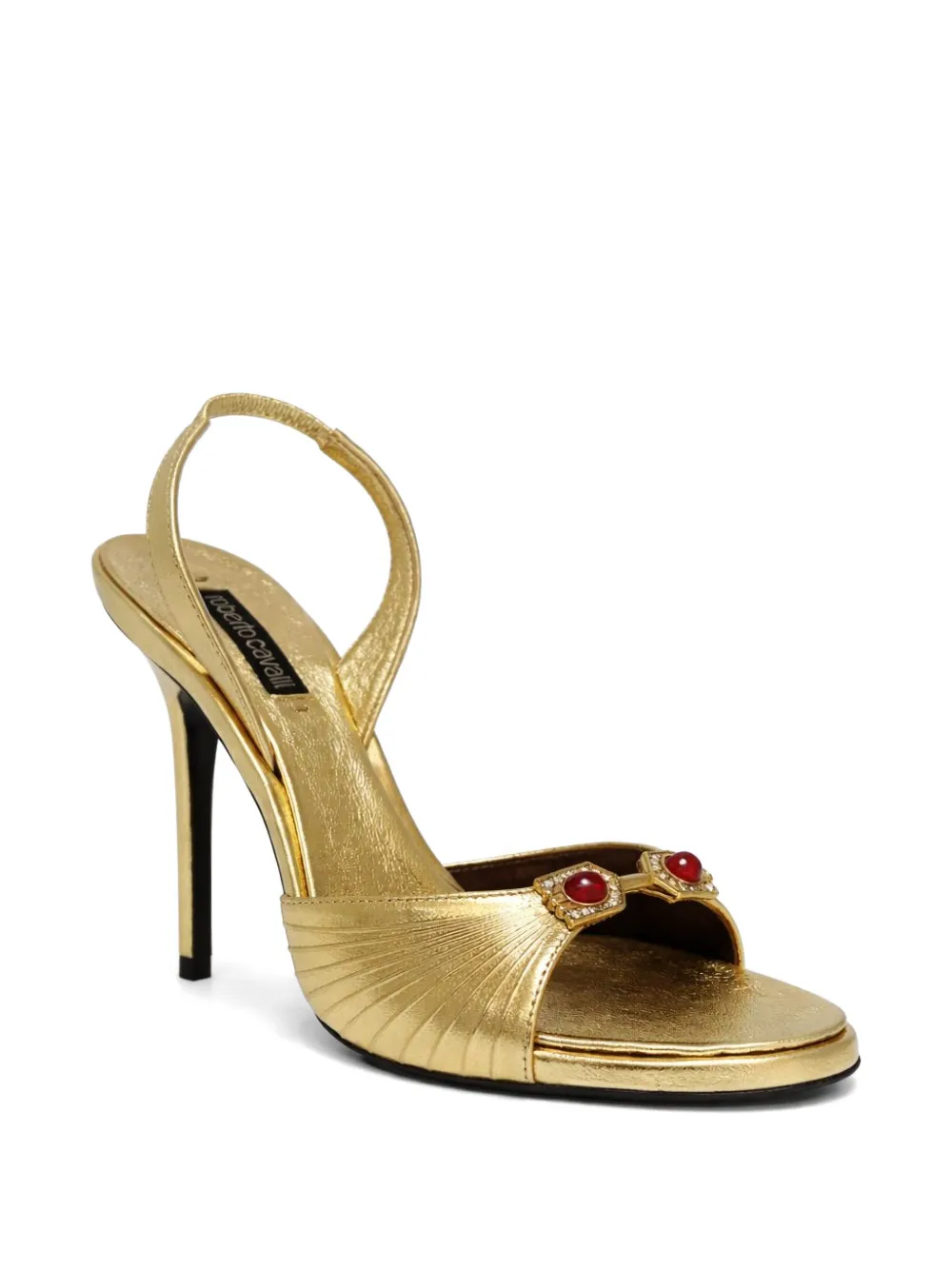 Roberto Cavalli jewel-embellished pleated sandals Goud