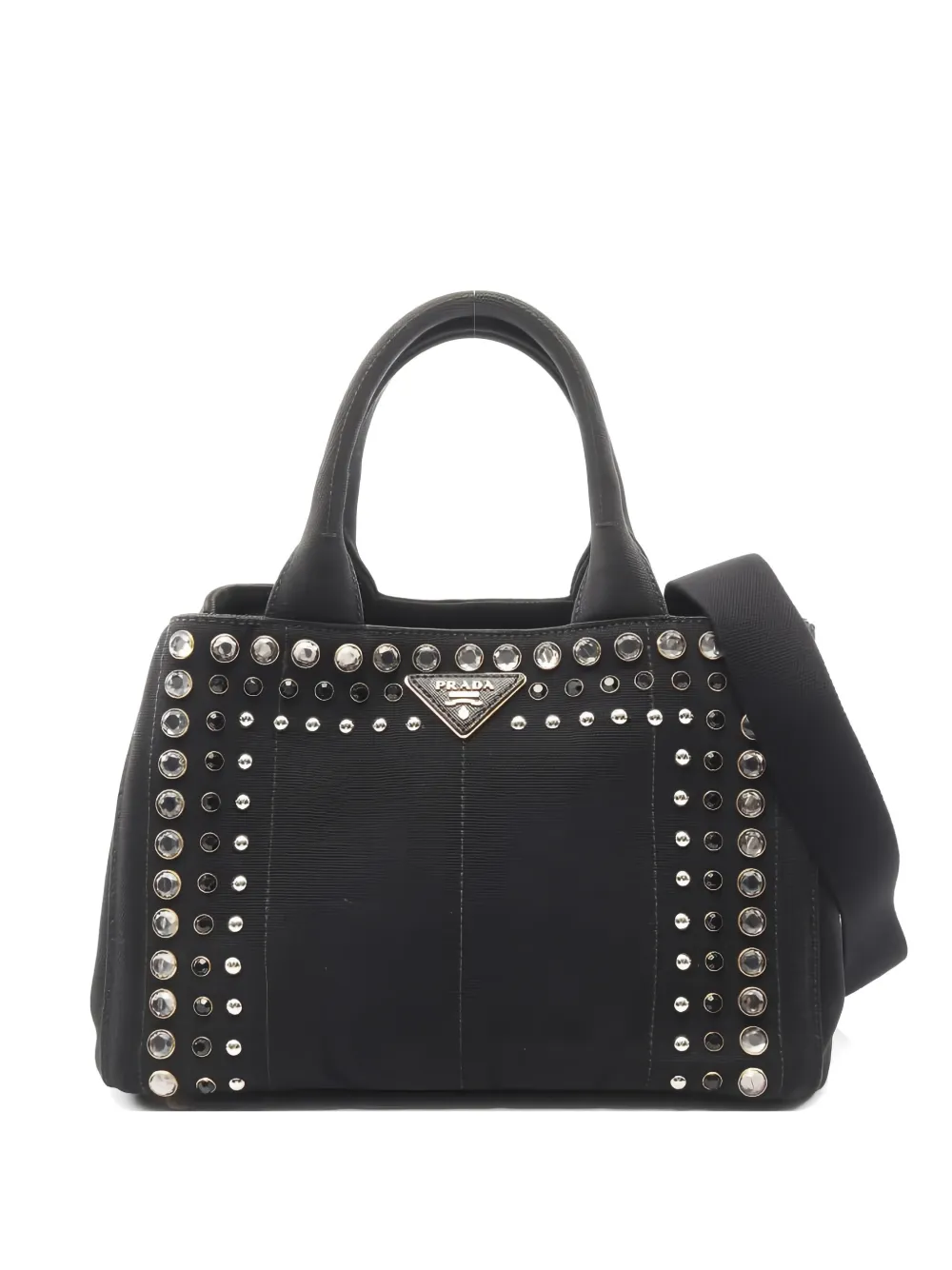 Prada Pre-Owned 2000s Canapa crystal-embellished tote bag - Nero