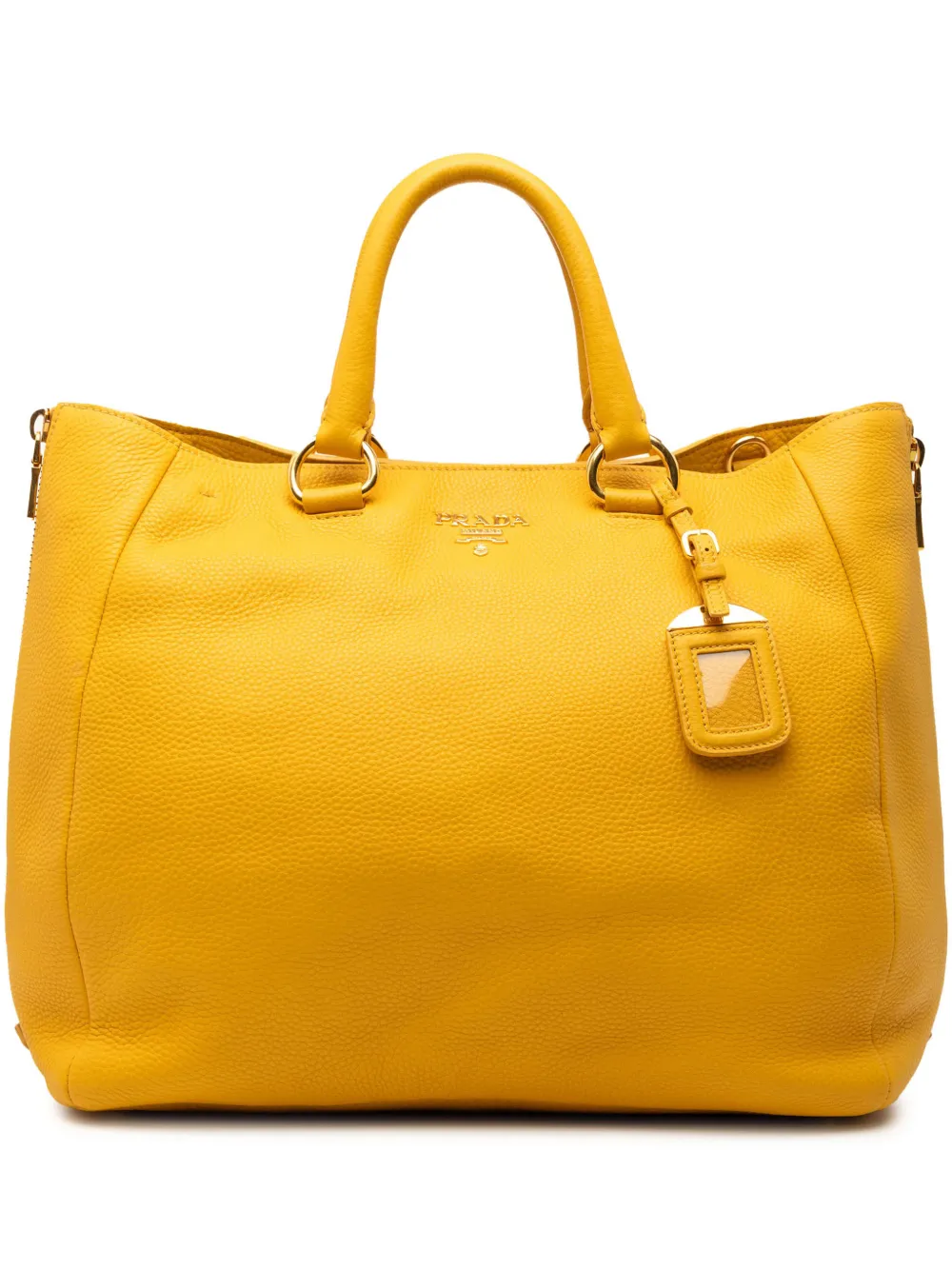 Prada Pre-Owned 2013-2026 Vitello Daino Side Zip Convertible Tote satchel - Yellow