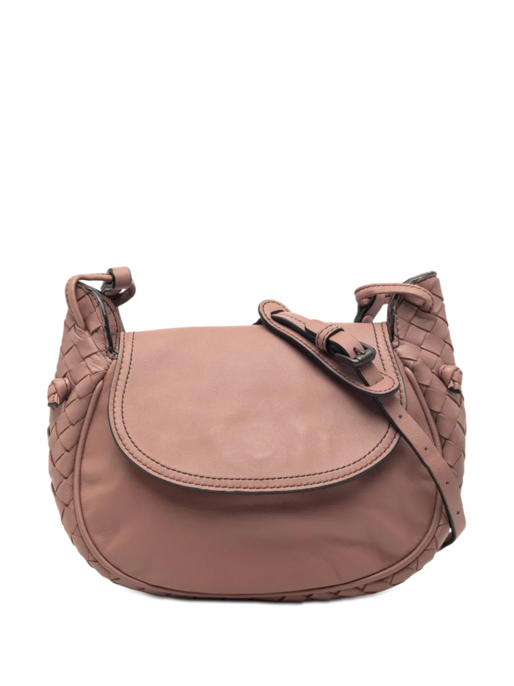 Bottega Veneta Pre-Owned 2012-2026 Small Intrecciato Trimmed Nappa Nodini Flap crossbody bag - Rosa