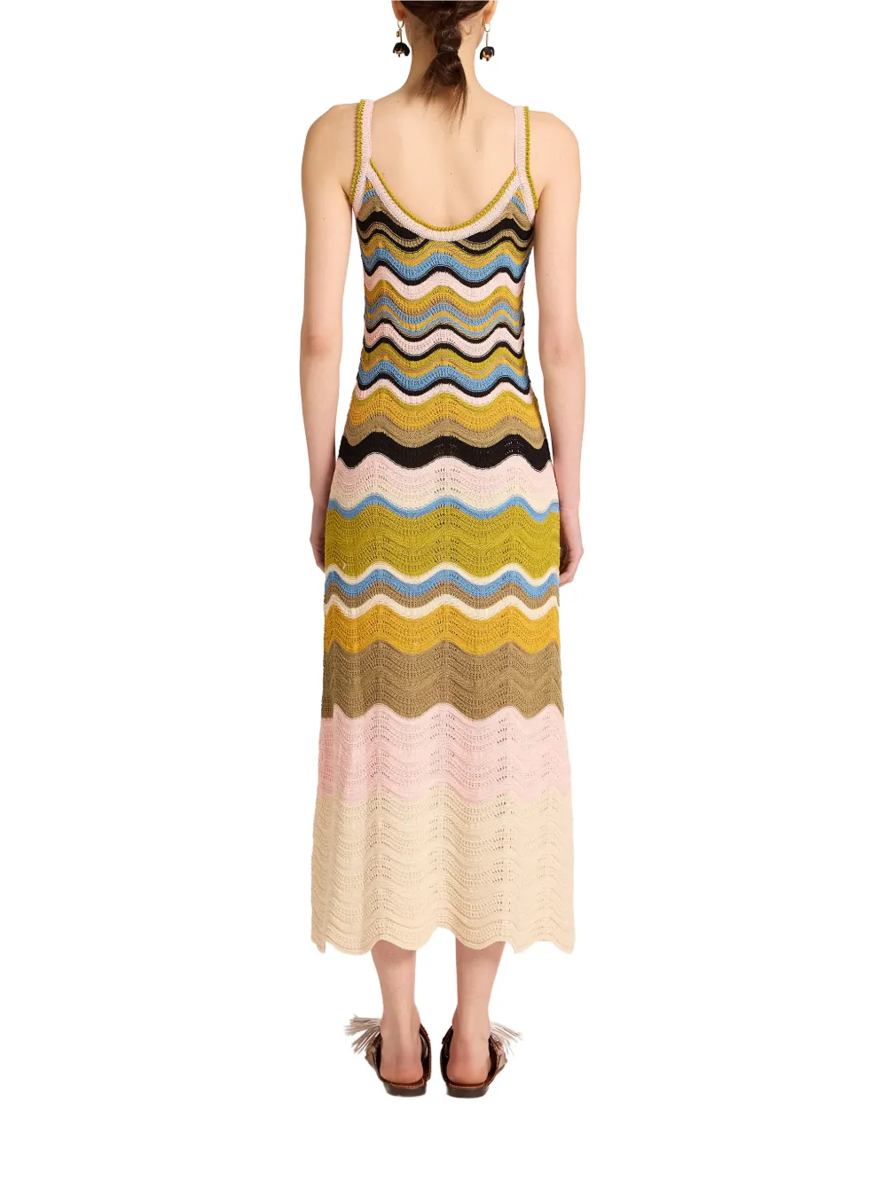 La DoubleJ Gebreide jurk met chevron-streep Beige
