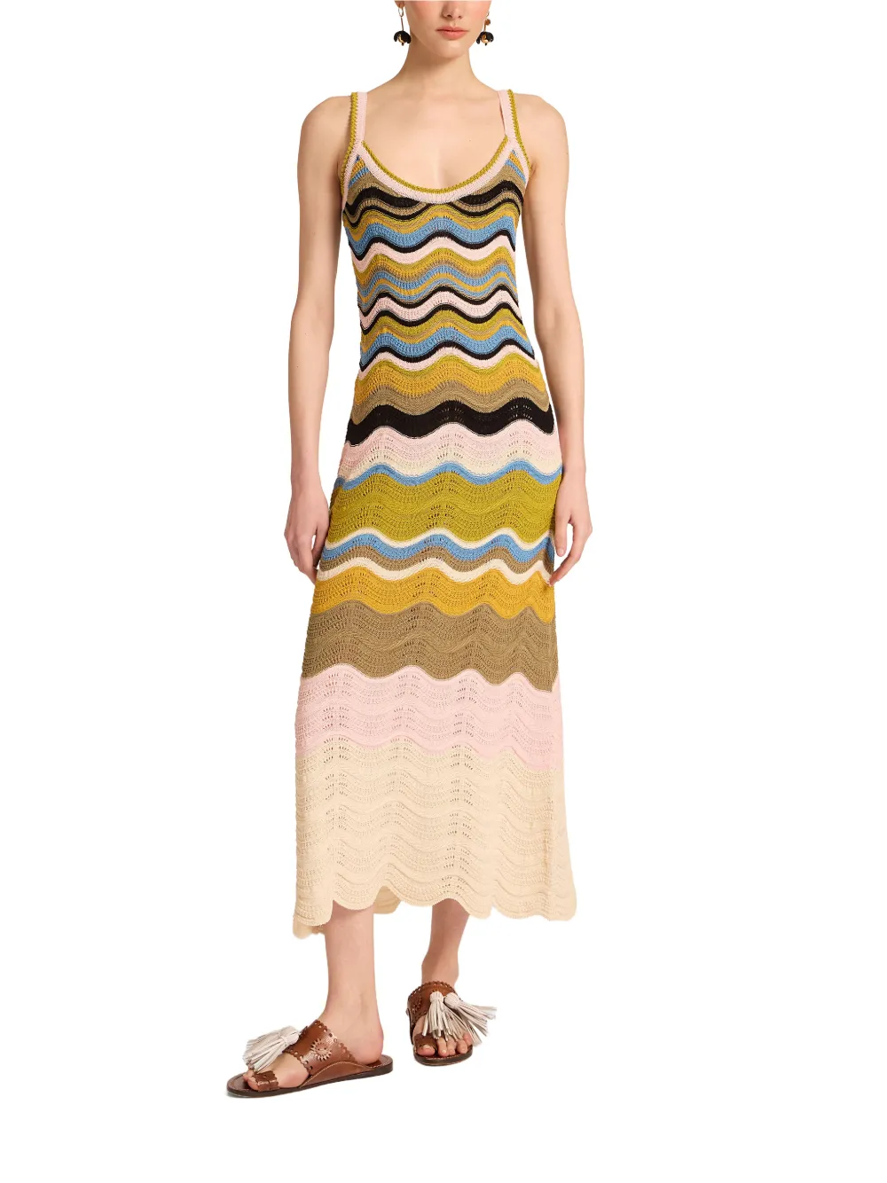 La DoubleJ Gebreide jurk met chevron-streep Beige