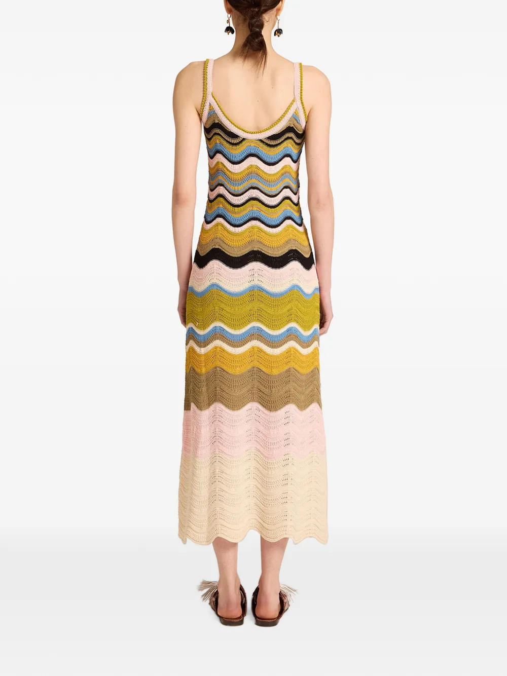 La DoubleJ Gebreide jurk met chevron-streep Beige