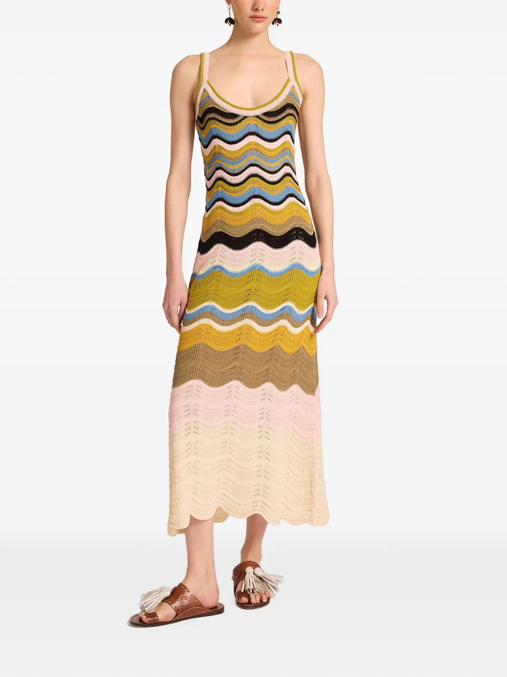 La DoubleJ Gebreide jurk met chevron-streep Beige