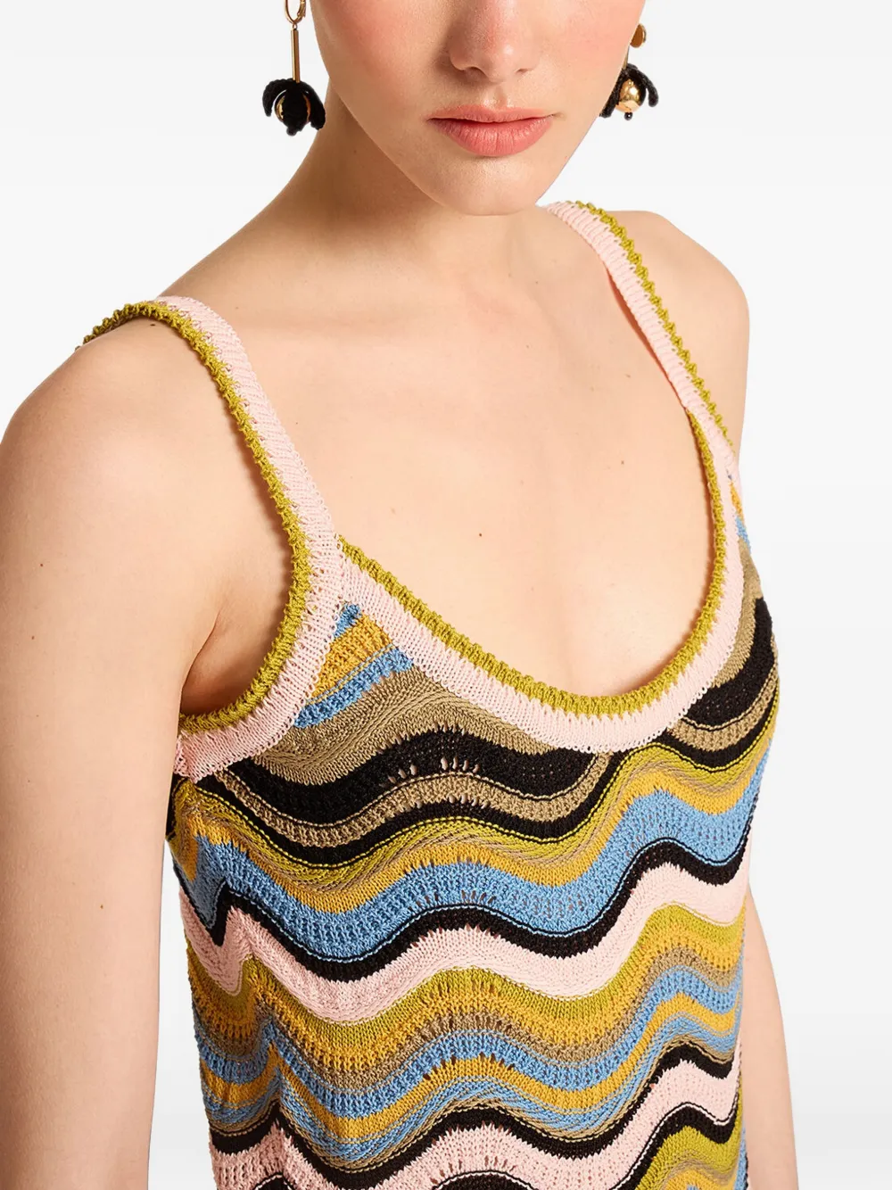 La DoubleJ Gebreide jurk met chevron-streep Beige