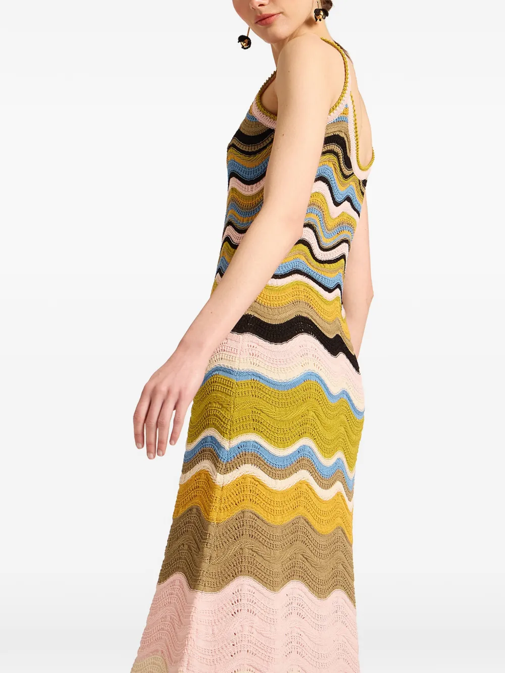 La DoubleJ Gebreide jurk met chevron-streep Beige