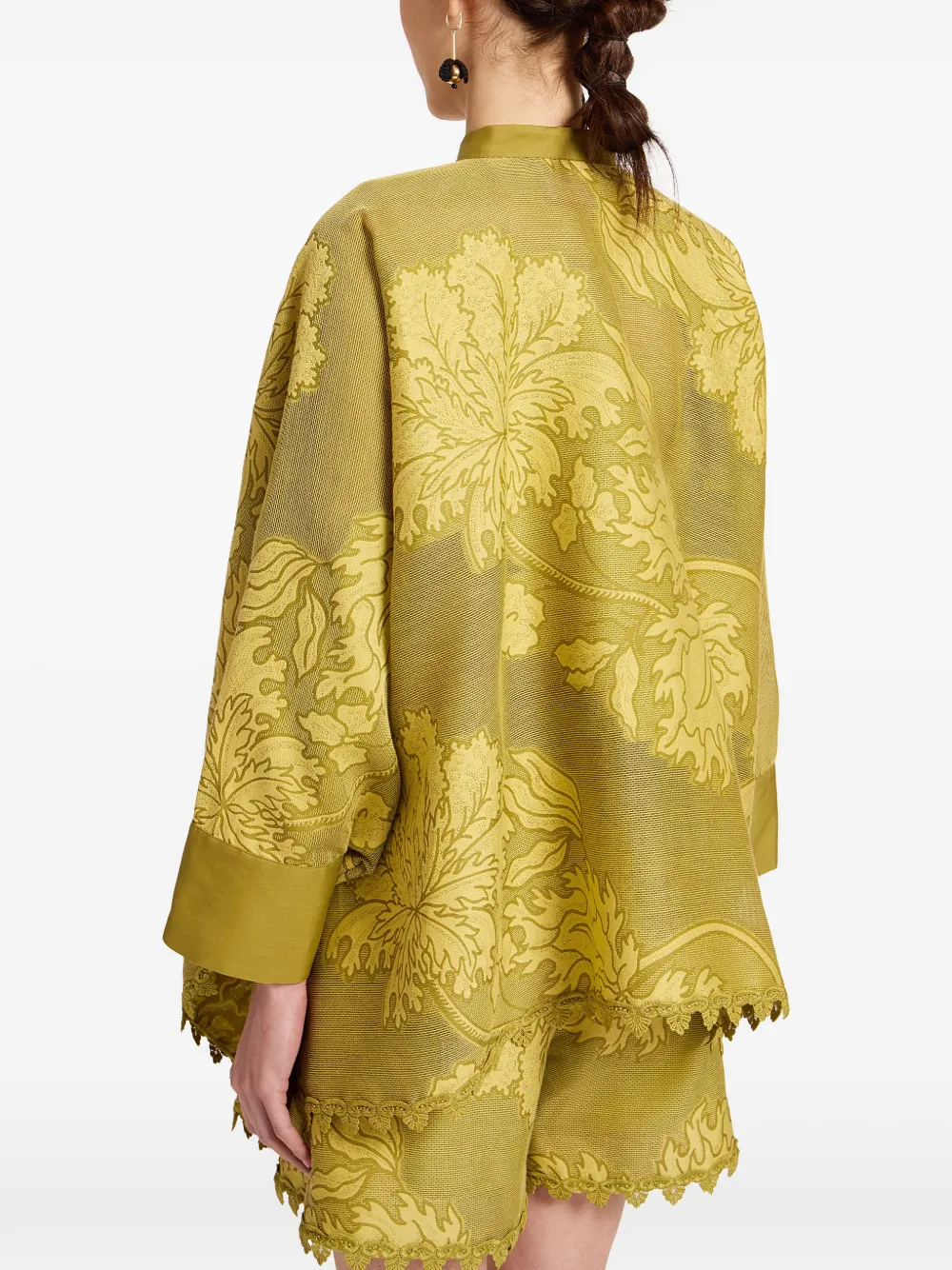 La DoubleJ Foulard blouse met kant Groen