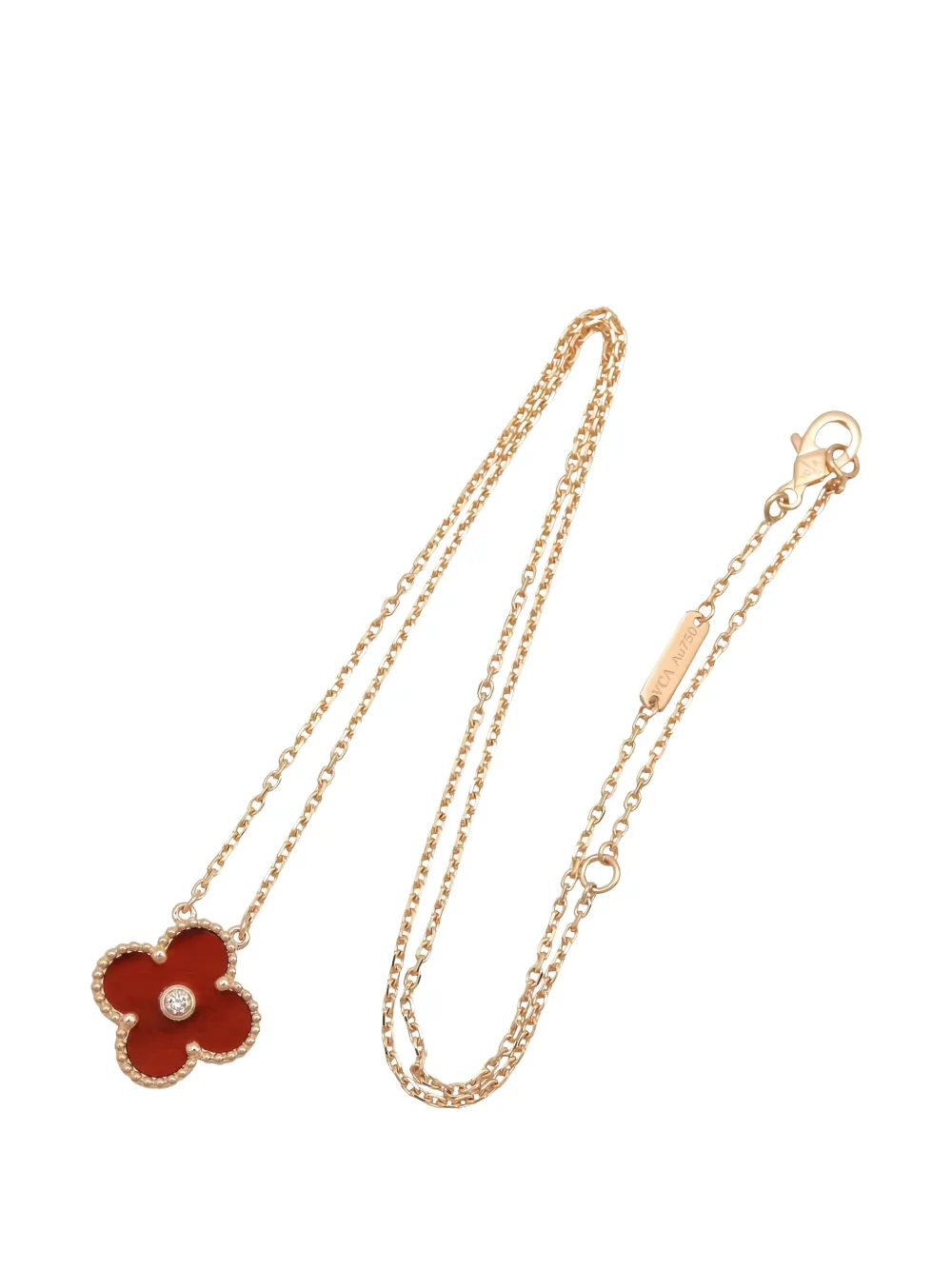 Van Cleef & Arpels Pre-Owned 2010s Alhambra tiger-eye and diamond necklace - Rosa