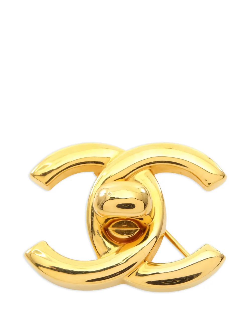 CHANEL Pre-Owned 1986-1988 interlocking-CC brooch - Gold
