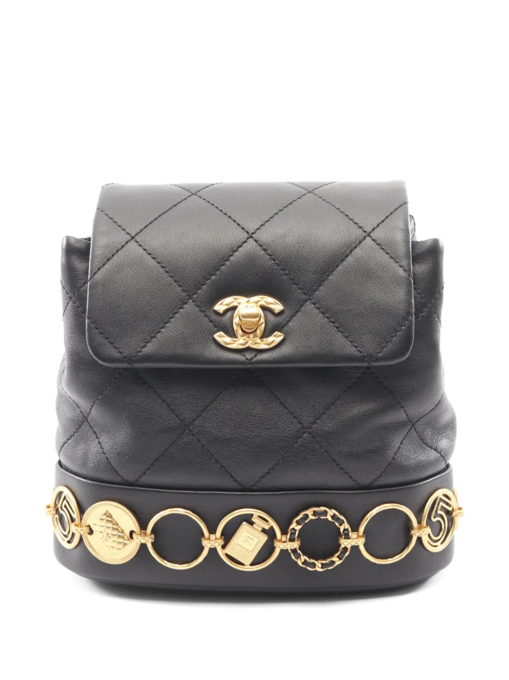 CHANEL Pre-Owned 2021 small Charm chain-link backpack - Black
