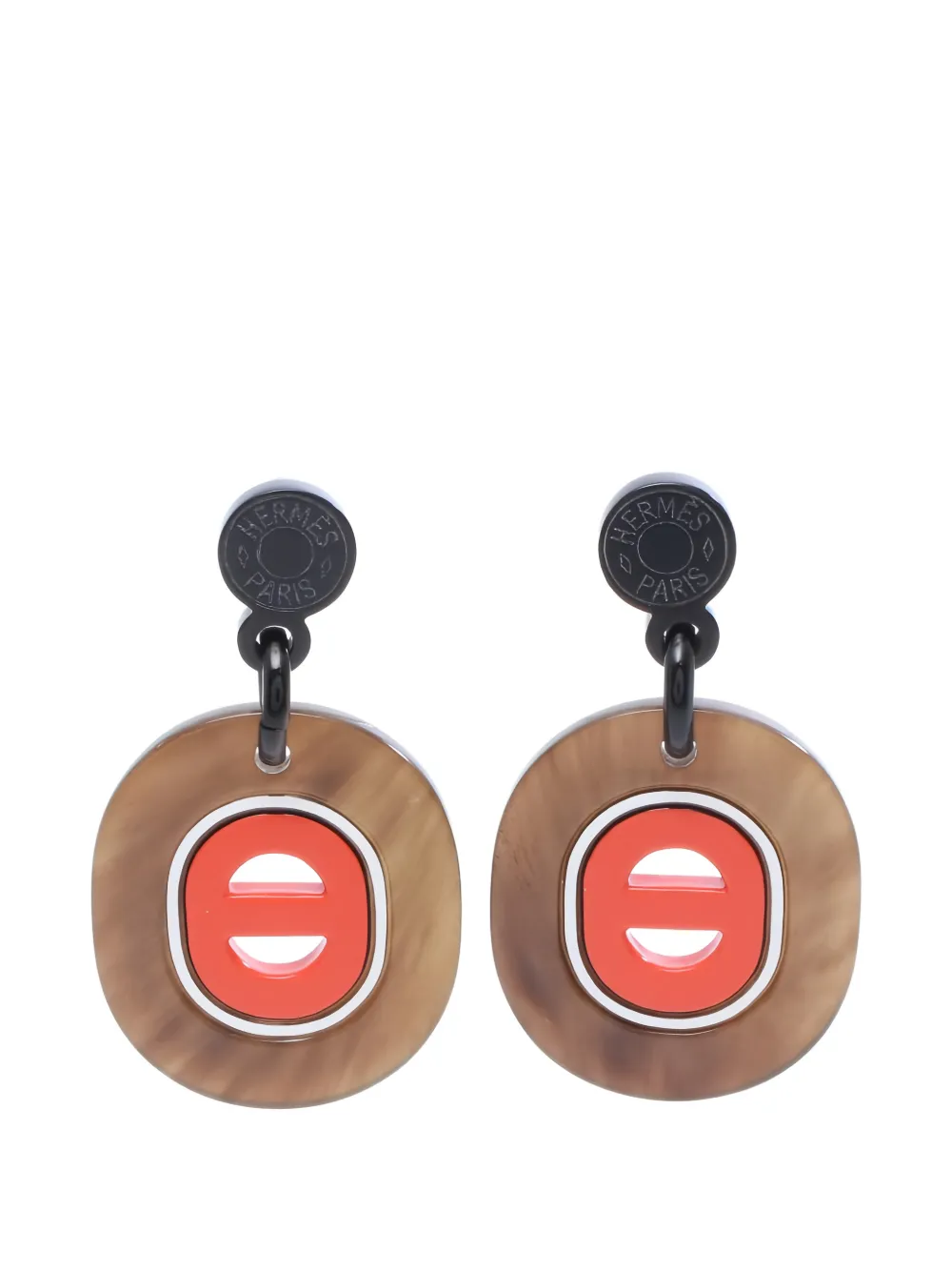 Hermès Pre-Owned 2010s buffalo-horn earrings - Marrone