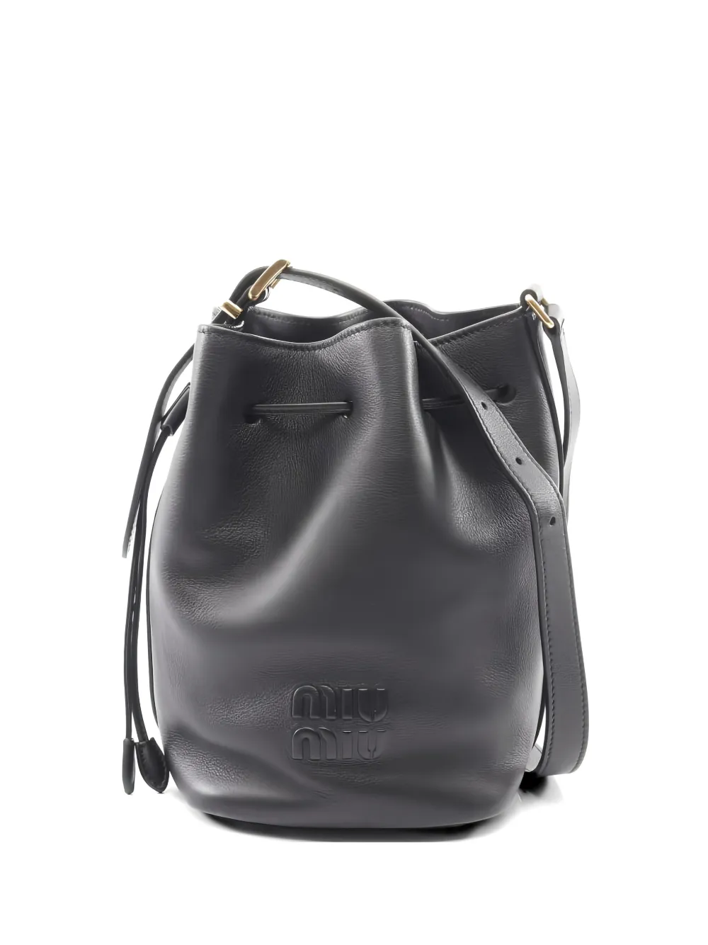 Miu Miu Pre-Owned 2010s embossed-logo leather bucket bag - Nero