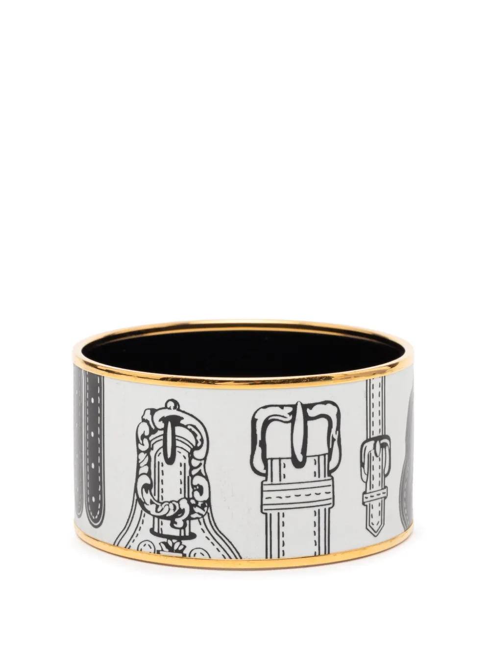 Hermès Pre-Owned 2010-2026 Extra Wide Harnais des Presidents Enamel Bangle 65 costume bracelet - Oro