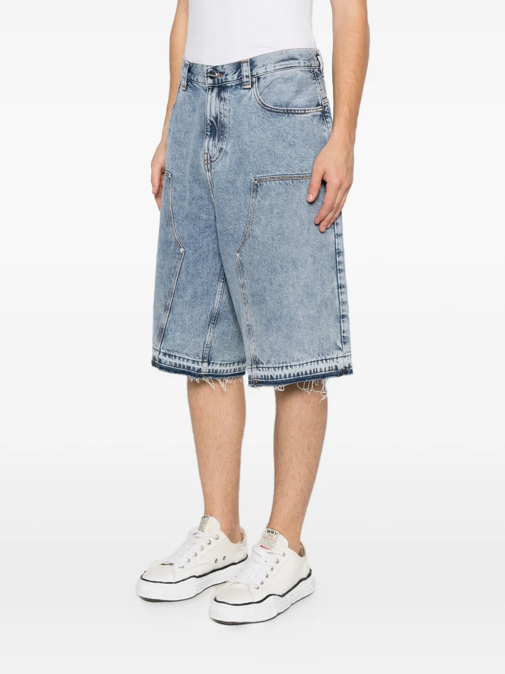Replay Shorts met franje afwerking en vlakken Blauw