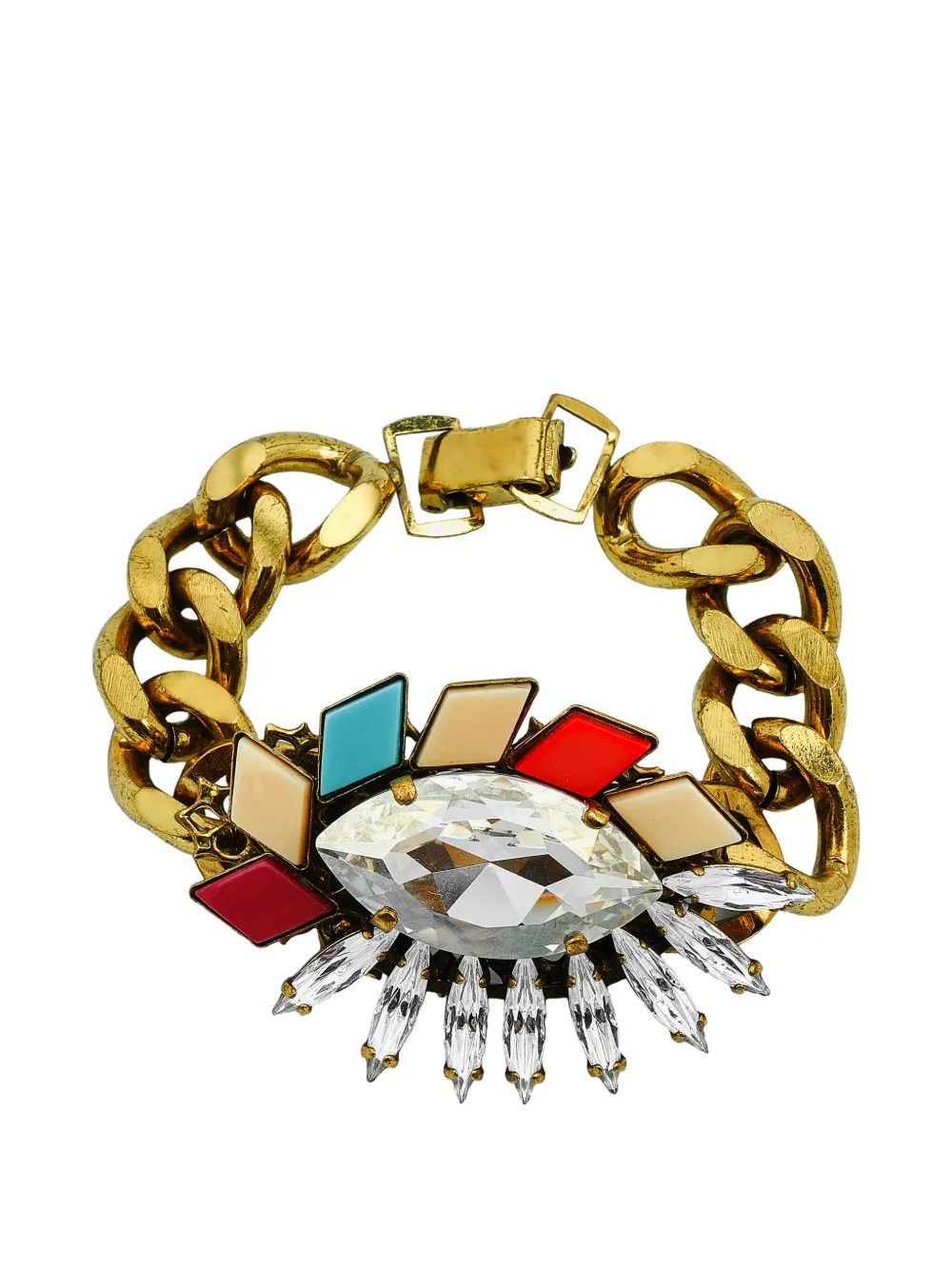 Anton Heunis garnet-embellished curb-link bracelet - Oro