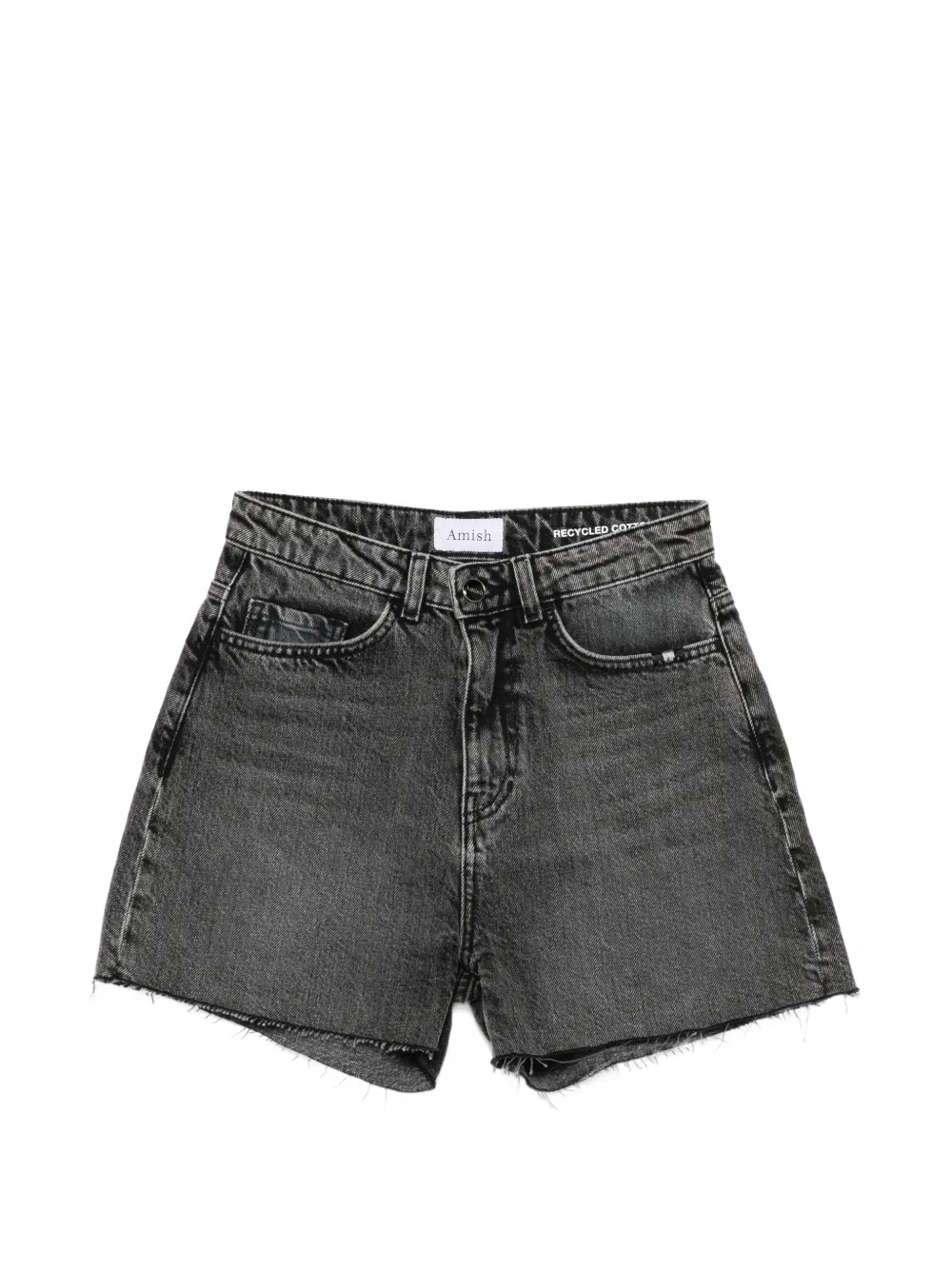 AMISH acid-wash frayed shorts - Red