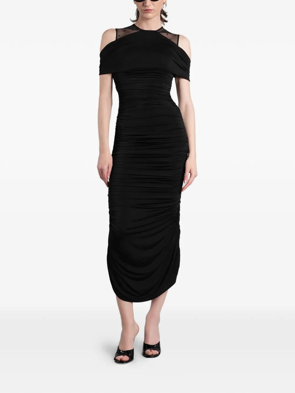 Marine Serre Off-shoulder jurk Zwart