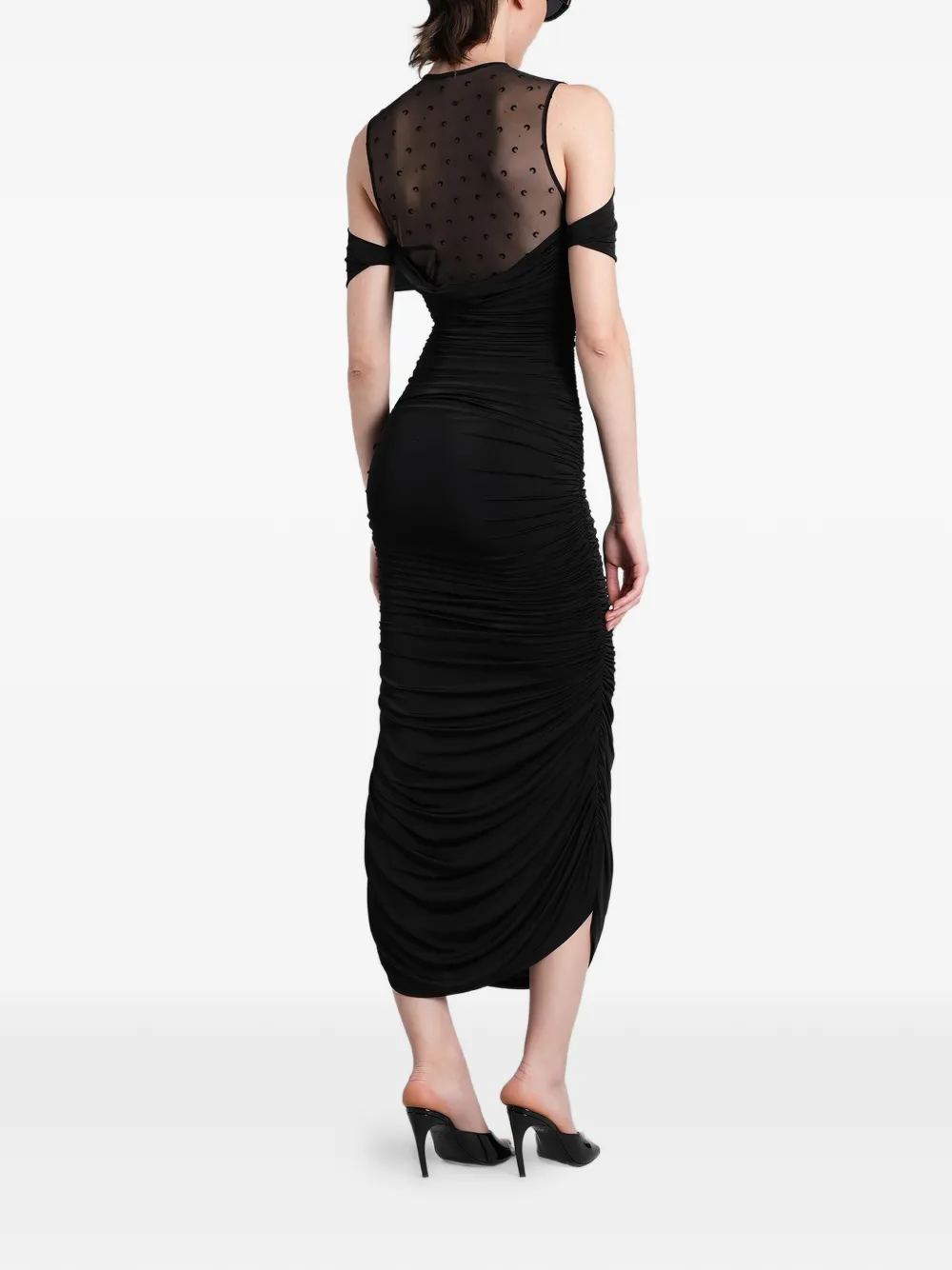 Marine Serre Off-shoulder jurk Zwart