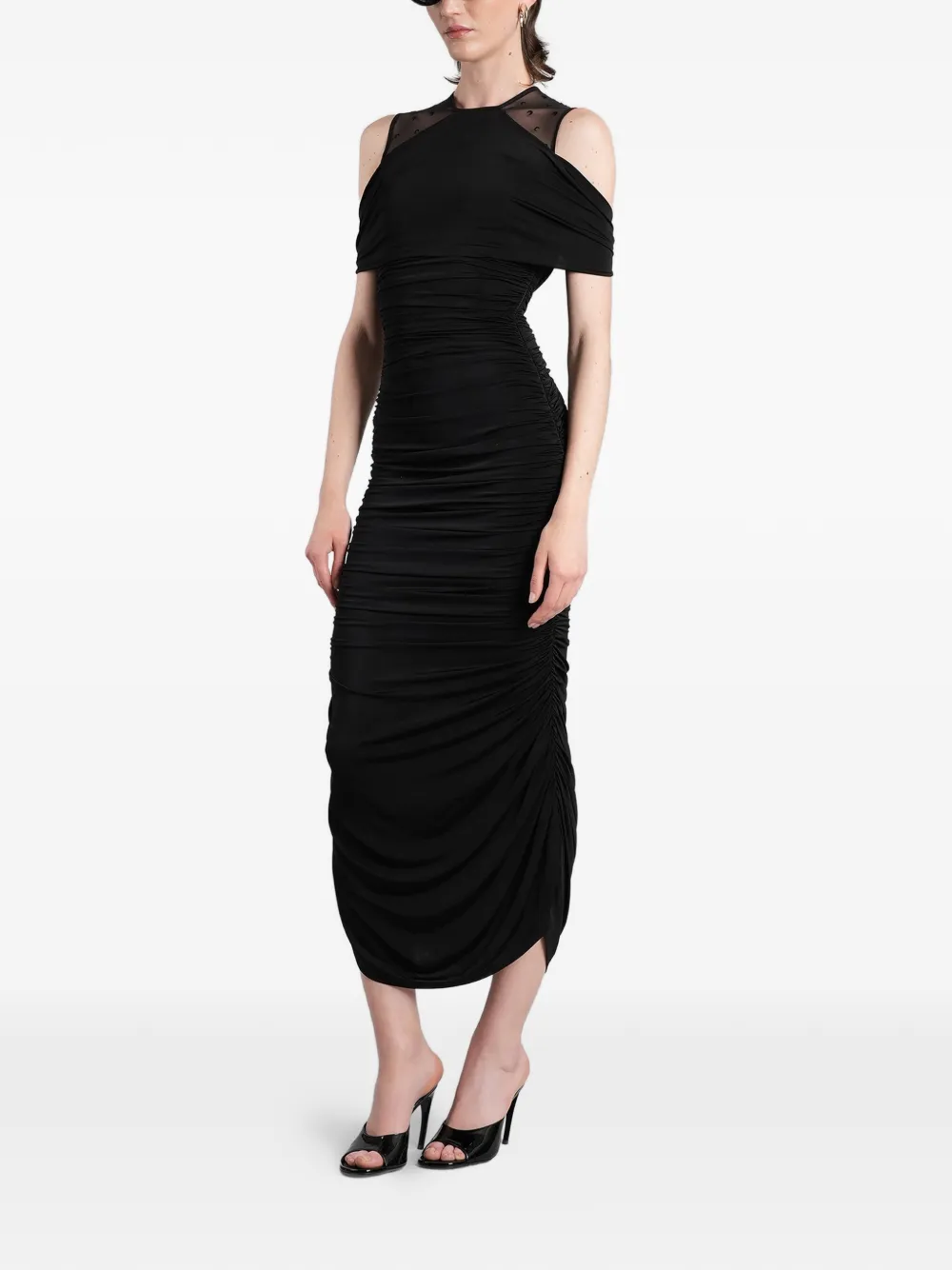 Marine Serre Off-shoulder jurk Zwart