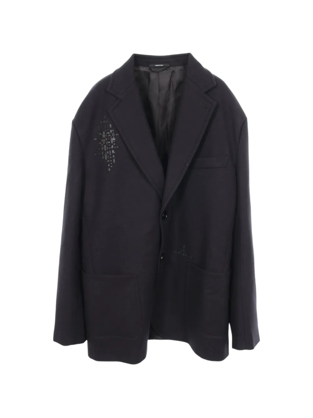 Hermès Pre-Owned calf leather-patch cashmere jacket - Nero