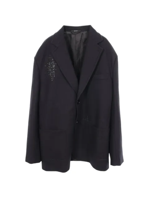 Hermès Pre-Owned chaqueta de cachemira con parche de piel de becerro