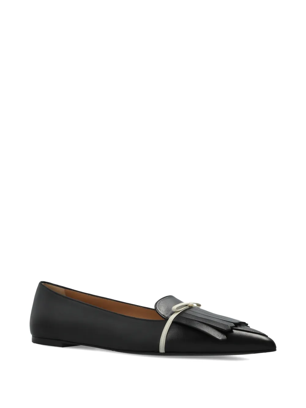 Ferragamo fringed pointed-toe ballet flats Zwart