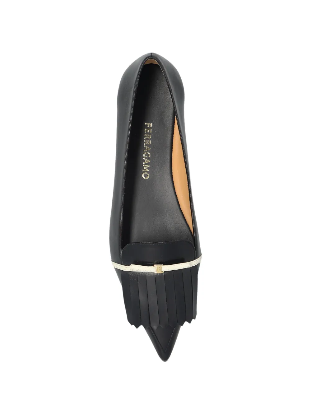 Ferragamo fringed pointed-toe ballet flats Zwart